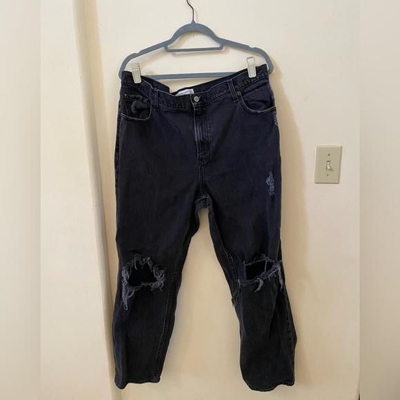 ABERCROMBIE AND FITCH THE 90s STRAIGHT ULTRA HIGH RISE BLACK JEANS SIZE 33/16 - Picture 5 of 7